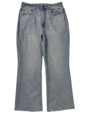 {American Eagle} "Highest Rise 90s Flare" Light Blue Raw Hem Bootcut Denim Jeans